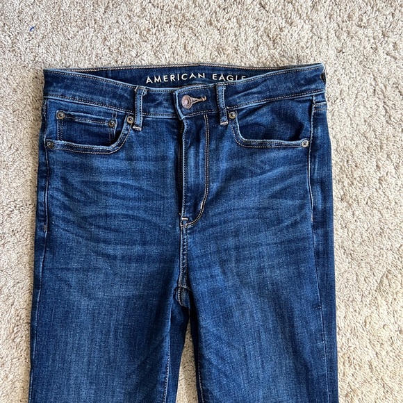 American Eagle Super Hi-Rise Flare High Rise Jeans Size 6 x 30 Blue Stretch - Picture 8 of 8